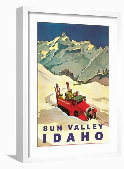 Sun Valley, Idaho, Vintage Truck with Skiers--Framed Art Print