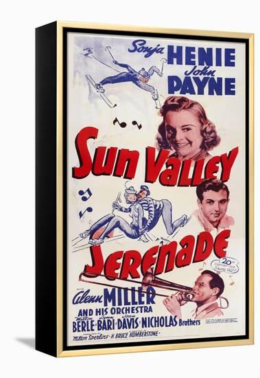 Sun Valley Serenade, from Top: Sonja Henie, John Payne, Glenn Miller, 1941-null-Framed Stretched Canvas