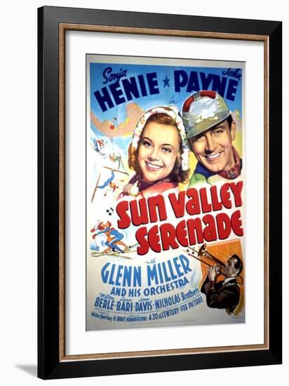 Sun Valley Serenade, Sonja Henie, John Payne, Glenn Miller, 1941-null-Framed Art Print