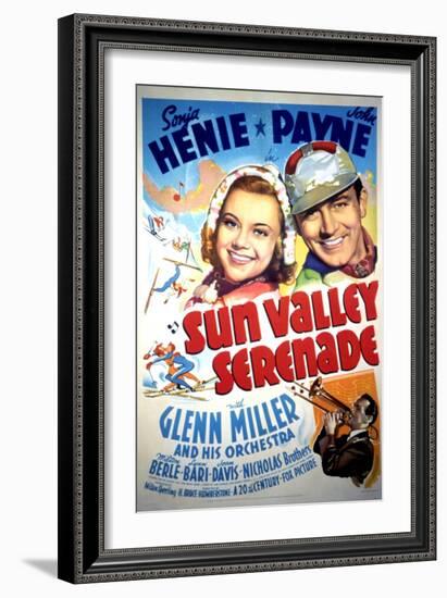 Sun Valley Serenade, Sonja Henie, John Payne, Glenn Miller, 1941-null-Framed Art Print