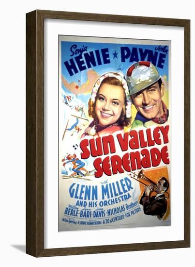 Sun Valley Serenade, Sonja Henie, John Payne, Glenn Miller, 1941-null-Framed Premium Giclee Print