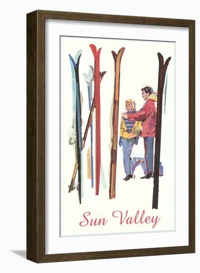 Sun Valley, Skis in Snow-null-Framed Art Print