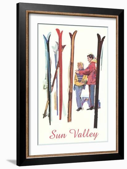 Sun Valley, Skis in Snow-null-Framed Art Print