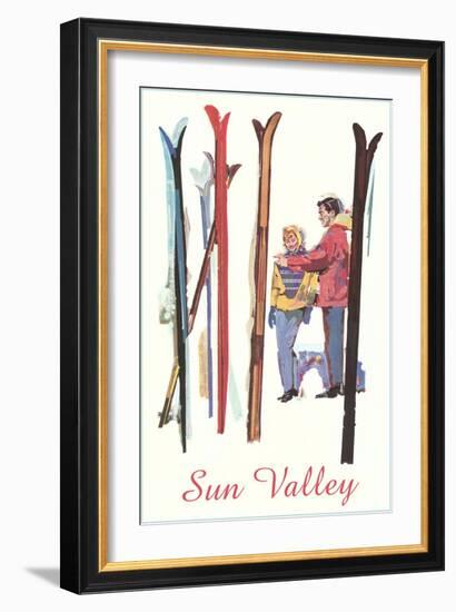 Sun Valley, Skis in Snow-null-Framed Art Print