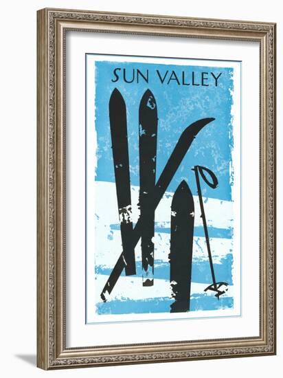 Sun Valley, Skis in Snow-null-Framed Art Print