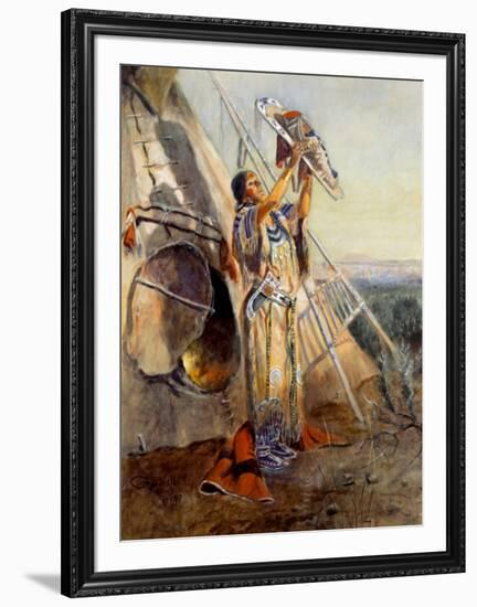 Sun Worship in Montana-Charles Marion Russell-Framed Art Print