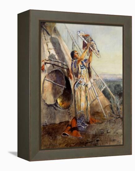 Sun Worship in Montana-Charles Marion Russell-Framed Stretched Canvas