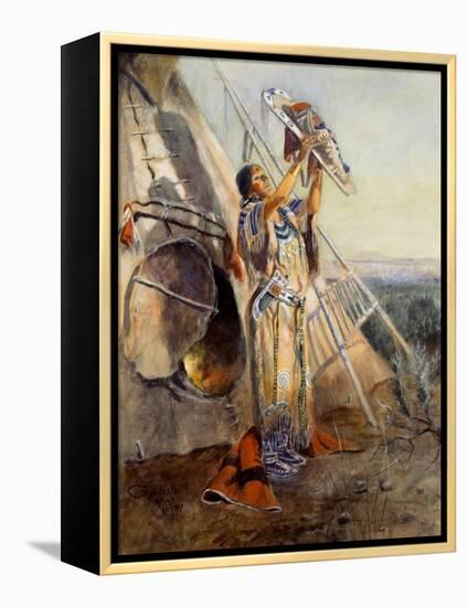 Sun Worship in Montana-Charles Marion Russell-Framed Stretched Canvas