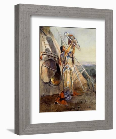 Sun Worship in Montana-Charles Marion Russell-Framed Art Print