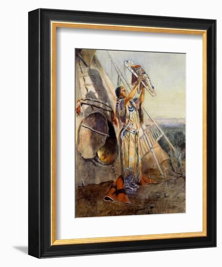 Sun Worship in Montana-Charles Marion Russell-Framed Art Print