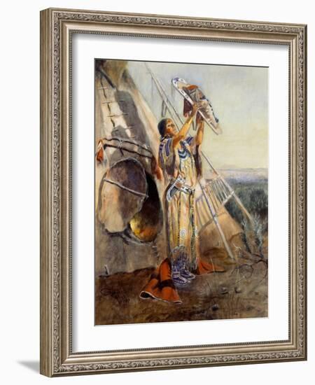 Sun Worship in Montana-Charles Marion Russell-Framed Art Print