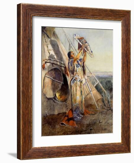 Sun Worship in Montana-Charles Marion Russell-Framed Art Print