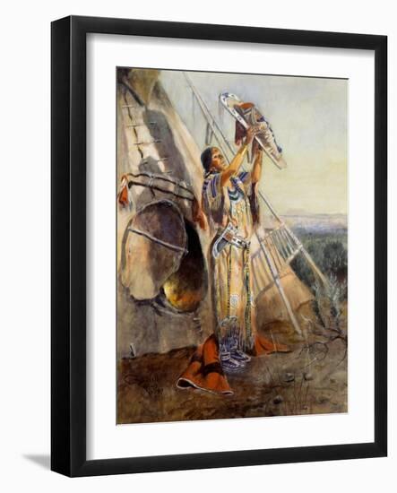Sun Worship in Montana-Charles Marion Russell-Framed Art Print