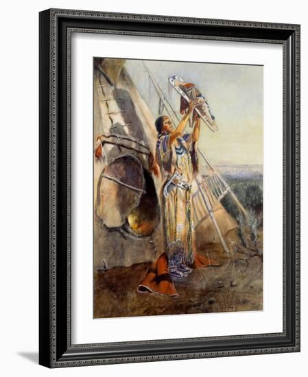 Sun Worship in Montana-Charles Marion Russell-Framed Art Print