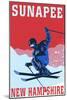 Sunapee, New Hampshire - Colorblocked Skier-Lantern Press-Mounted Art Print