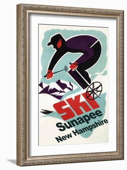 Sunapee, New Hampshire - Retro Skier-Lantern Press-Framed Art Print