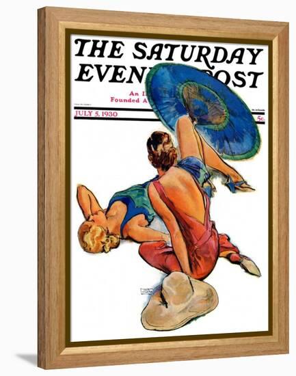 "Sunbathers," Saturday Evening Post Cover, July 5, 1930-John LaGatta-Framed Premier Image Canvas