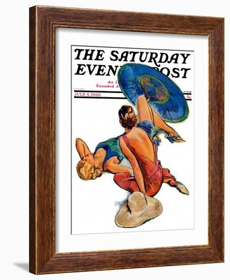 "Sunbathers," Saturday Evening Post Cover, July 5, 1930-John LaGatta-Framed Giclee Print