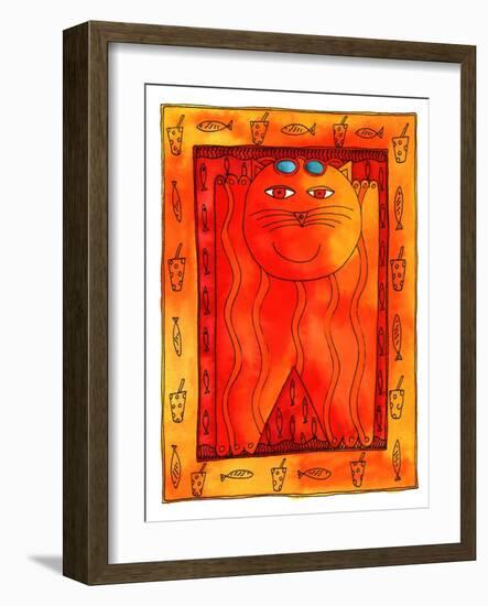 Sunbathing Cat, 1999-Julie Nicholls-Framed Premium Giclee Print