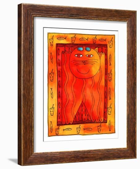 Sunbathing Cat, 1999-Julie Nicholls-Framed Premium Giclee Print