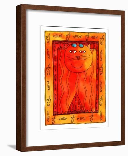 Sunbathing Cat, 1999-Julie Nicholls-Framed Premium Giclee Print