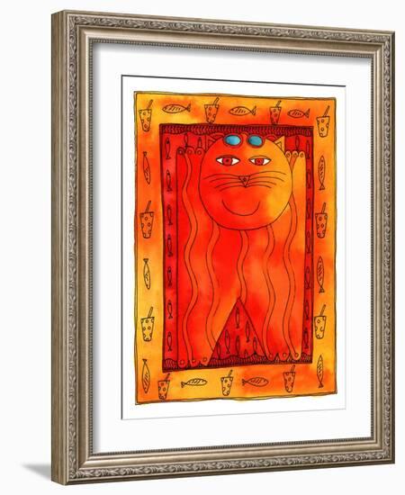 Sunbathing Cat, 1999-Julie Nicholls-Framed Giclee Print