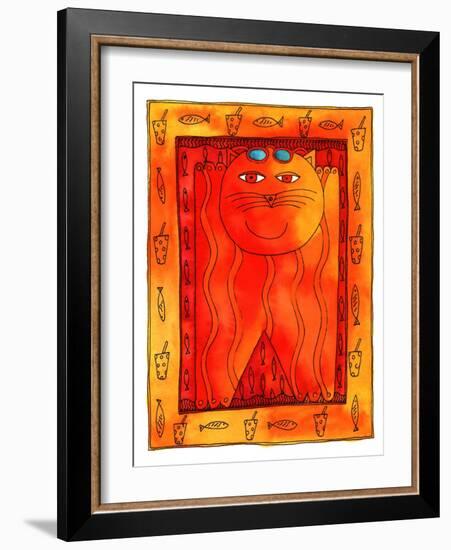 Sunbathing Cat, 1999-Julie Nicholls-Framed Giclee Print