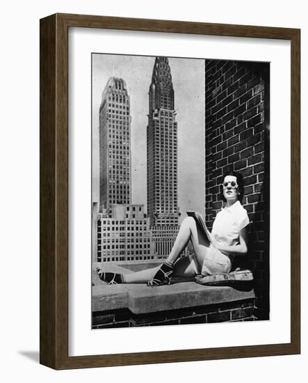 Sunbathing in a Highrise in New York-null-Framed Photographic Print