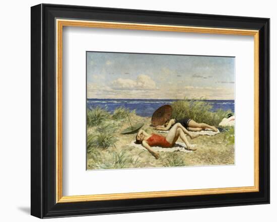 Sunbathing on the Dunes-Paul Fischer-Framed Giclee Print