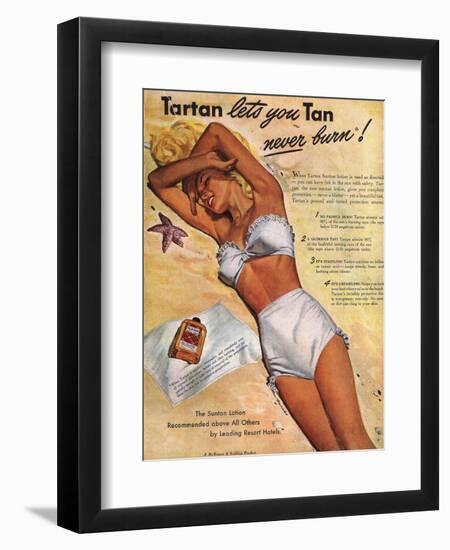 Sunbathing, Tanning, Bathing Costumes, USA, 1940-null-Framed Giclee Print