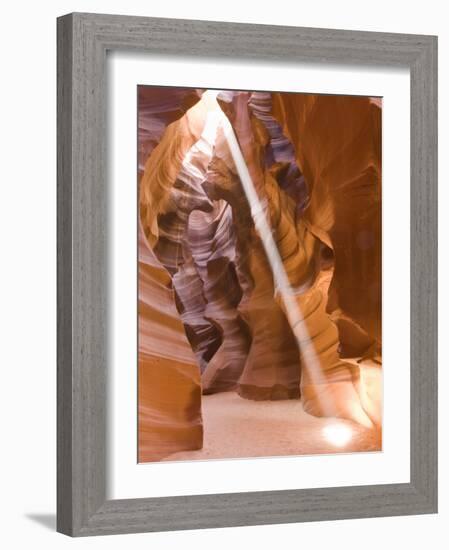 Sunbeam Illuminates Upper Antelope Canyon, Page, Arizona, USA-Rob Tilley-Framed Photographic Print