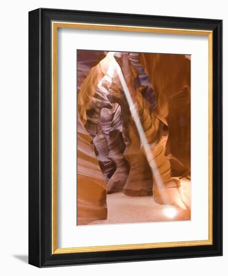 Sunbeam Illuminates Upper Antelope Canyon, Page, Arizona, USA-Rob Tilley-Framed Photographic Print