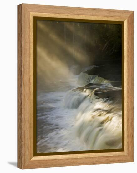 Sunbeams on Tahquamenon Falls, Upper Peninsula, Michigan, USA-Don Grall-Framed Premier Image Canvas