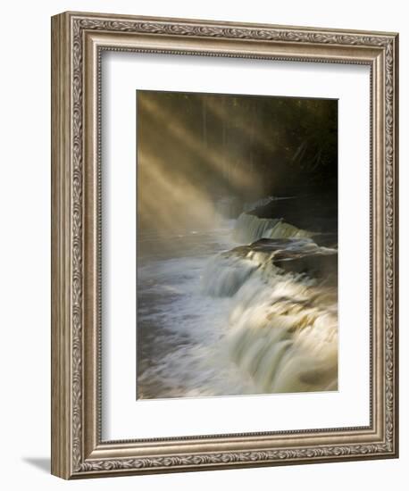 Sunbeams on Tahquamenon Falls, Upper Peninsula, Michigan, USA-Don Grall-Framed Photographic Print