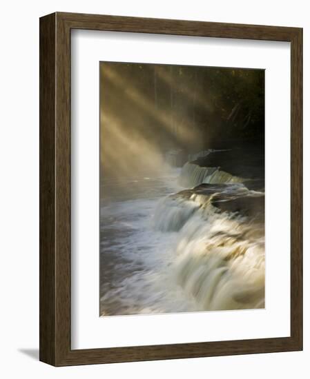 Sunbeams on Tahquamenon Falls, Upper Peninsula, Michigan, USA-Don Grall-Framed Photographic Print