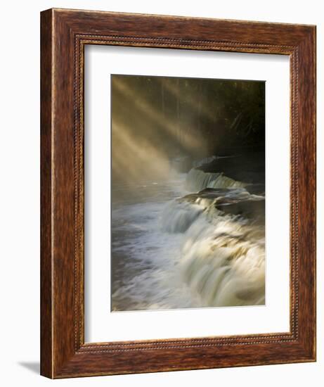 Sunbeams on Tahquamenon Falls, Upper Peninsula, Michigan, USA-Don Grall-Framed Photographic Print