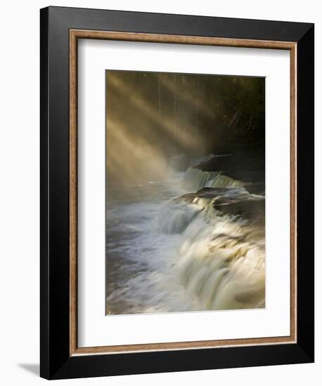 Sunbeams on Tahquamenon Falls, Upper Peninsula, Michigan, USA-Don Grall-Framed Photographic Print