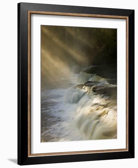Sunbeams on Tahquamenon Falls, Upper Peninsula, Michigan, USA-Don Grall-Framed Photographic Print