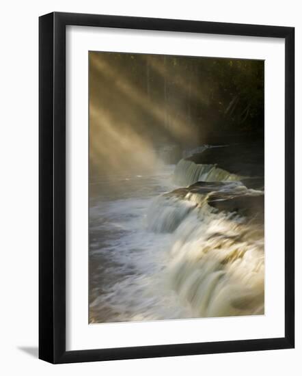 Sunbeams on Tahquamenon Falls, Upper Peninsula, Michigan, USA-Don Grall-Framed Photographic Print