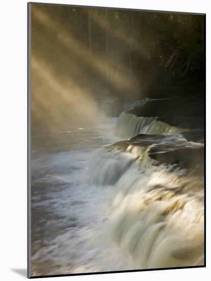 Sunbeams on Tahquamenon Falls, Upper Peninsula, Michigan, USA-Don Grall-Mounted Photographic Print