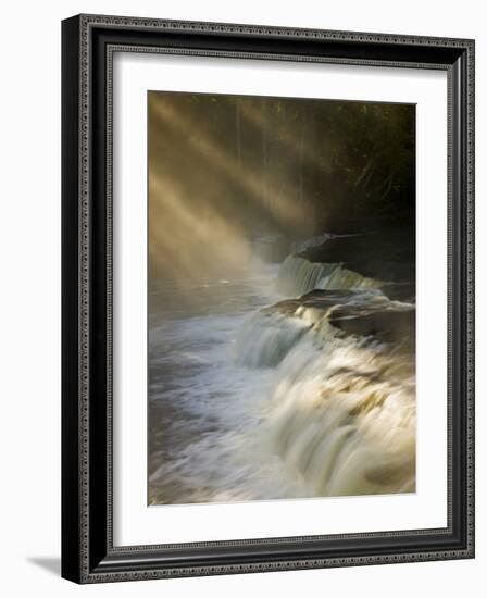 Sunbeams on Tahquamenon Falls, Upper Peninsula, Michigan, USA-Don Grall-Framed Photographic Print