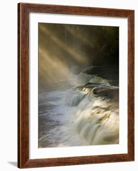 Sunbeams on Tahquamenon Falls, Upper Peninsula, Michigan, USA-Don Grall-Framed Photographic Print