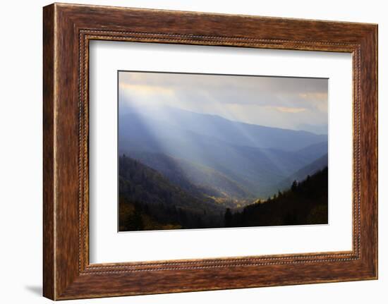 Sunbeams over Mountain Valley in the Smokies, Great Smoky Mountains National Park, Tennessee, USA-Joanne Wells-Framed Photographic Print