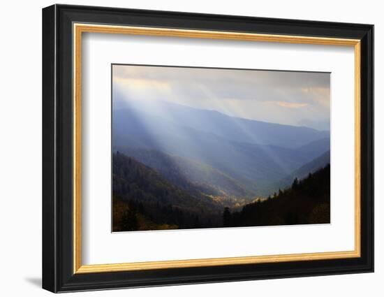 Sunbeams over Mountain Valley in the Smokies, Great Smoky Mountains National Park, Tennessee, USA-Joanne Wells-Framed Photographic Print