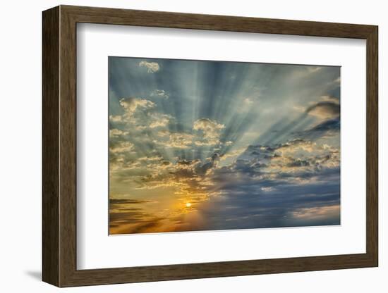 Sunbeams streaming through clouds at sunset, Cincinnati, Ohio-Adam Jones-Framed Photographic Print