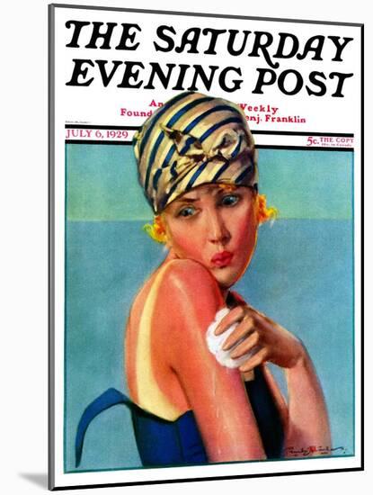 "Sunburned Sunbather," Saturday Evening Post Cover, July 6, 1929-Penrhyn Stanlaws-Mounted Giclee Print