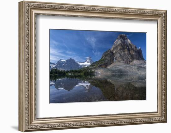 Sunburst Peak and Mount Assiniboine Reflected in Sunburst Lake-Howie Garber-Framed Photographic Print