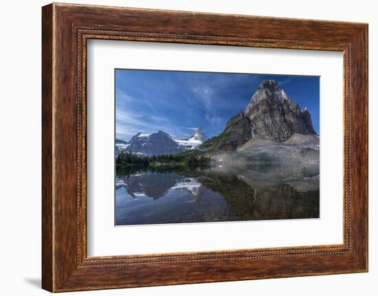 Sunburst Peak and Mount Assiniboine Reflected in Sunburst Lake-Howie Garber-Framed Photographic Print