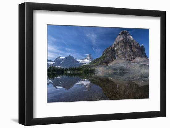 Sunburst Peak and Mount Assiniboine Reflected in Sunburst Lake-Howie Garber-Framed Photographic Print