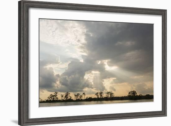 Sunburst through clouds on the Pacaya River, Upper Amazon River Basin, Loreto, Peru, South America-Michael Nolan-Framed Photographic Print